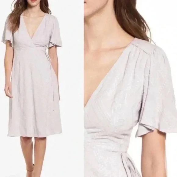 Astr embroidered lilac wrap midi dress small - Picture 1 of 5